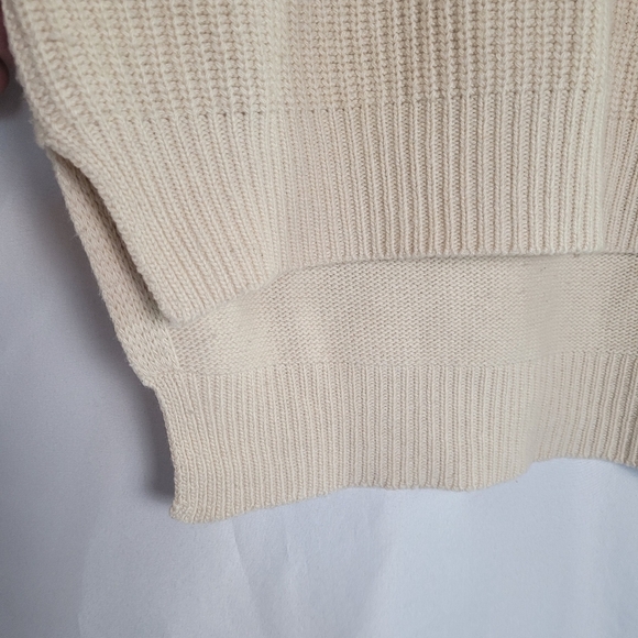 Organic John Patrick Oatmeal Crewneck Hi Low Sweater Women's Size S Wool Blend - Picture 3 of 10